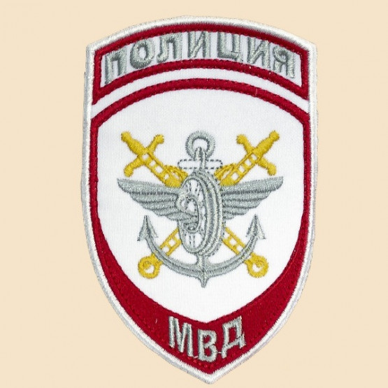 Шеврон ЯКОРЬ ТРАНСП.ПОЛИЦИЯ липучка белый