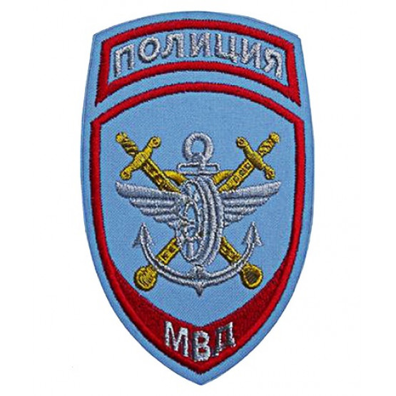 Шеврон ЯКОРЬ ТРАНСП.ПОЛИЦИЯ липучка голубой